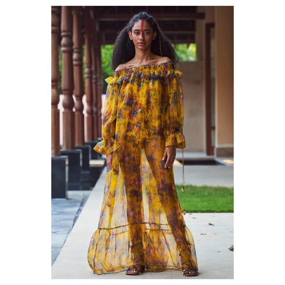 Payal Jain | Nitya Off-The-Shoulder Maxi Dress | NWT - Picture 6 of 7